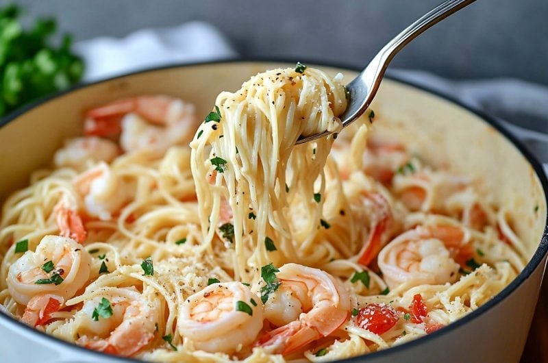 Creamy Angel Hair Pasta with Shrimp