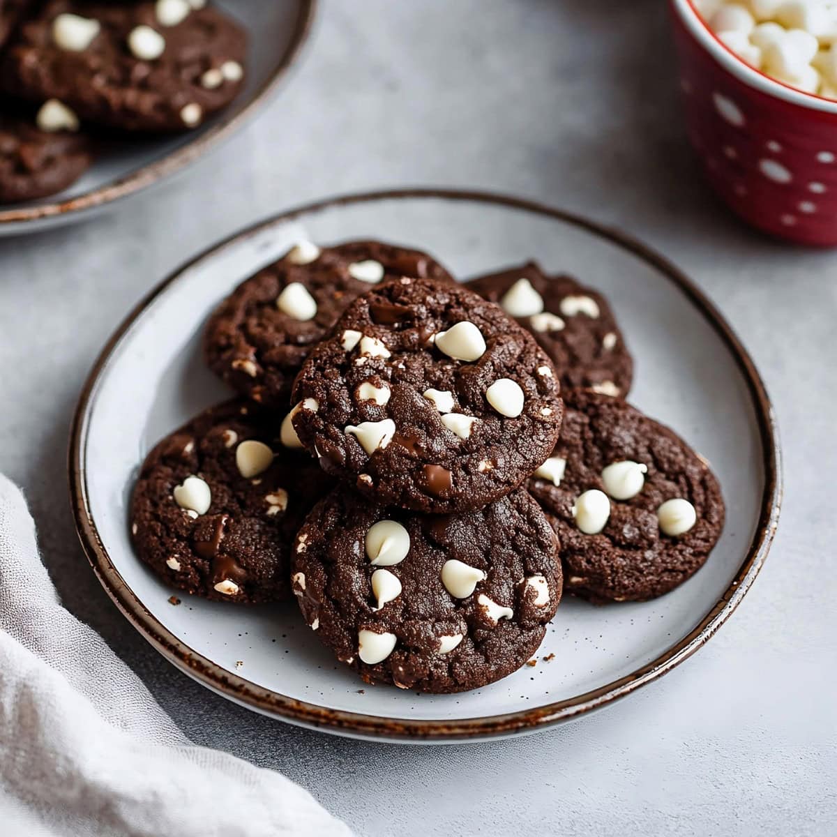 Inside Out Chocolate Chip Cookies on a plate, top view