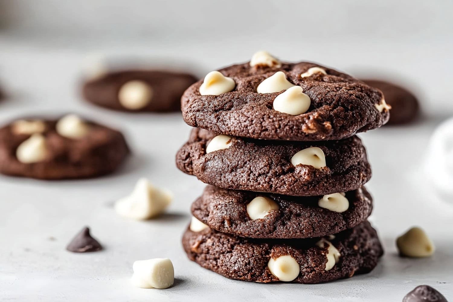 Stack of inside out chocolate chip cookies.