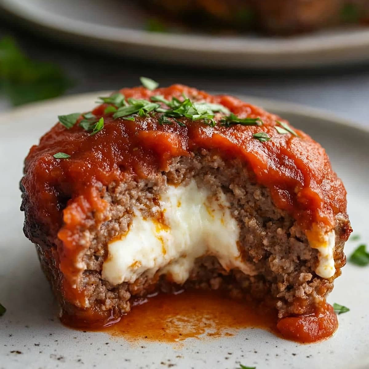 Meatloaf muffins with stuffed mozzarella cheese.