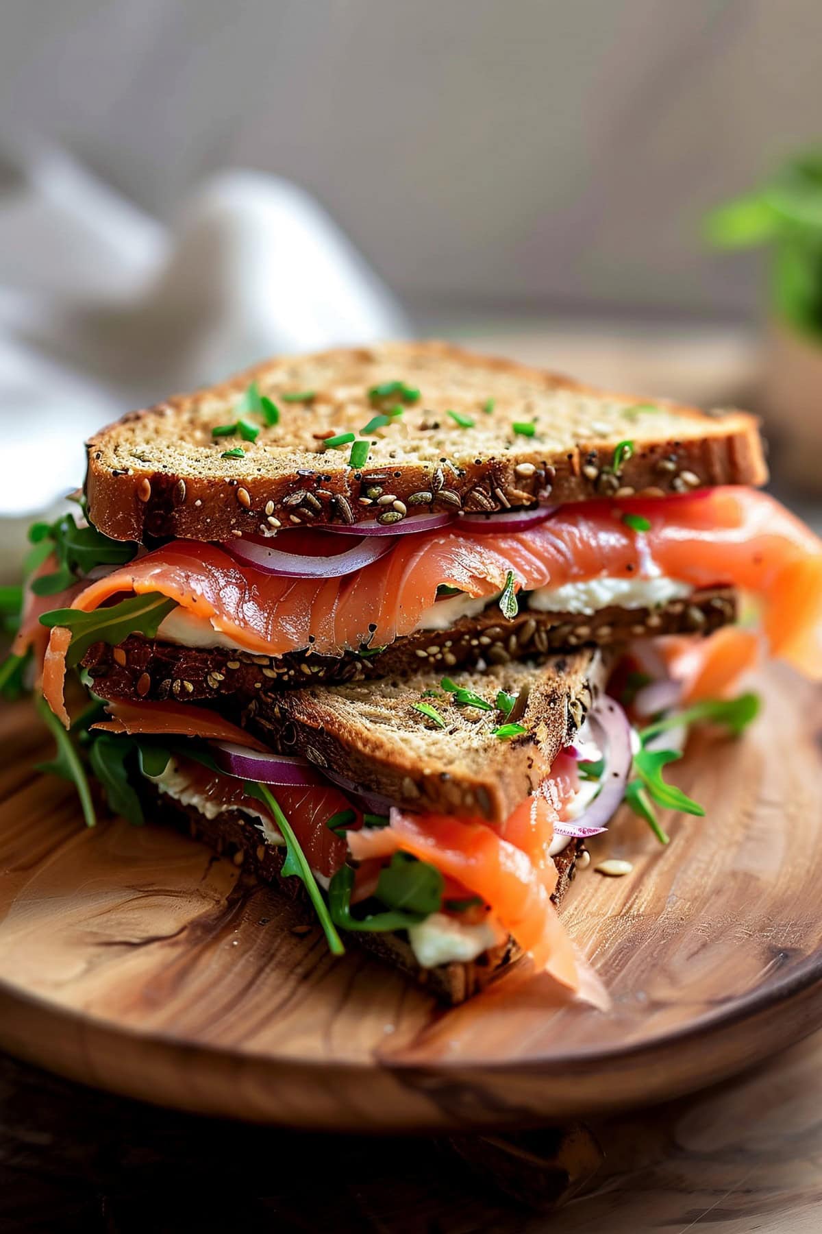 Smoked Salmon Sandwich Close-Up