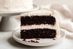 A richly frosted chocolate cake with cream cheese frosting.