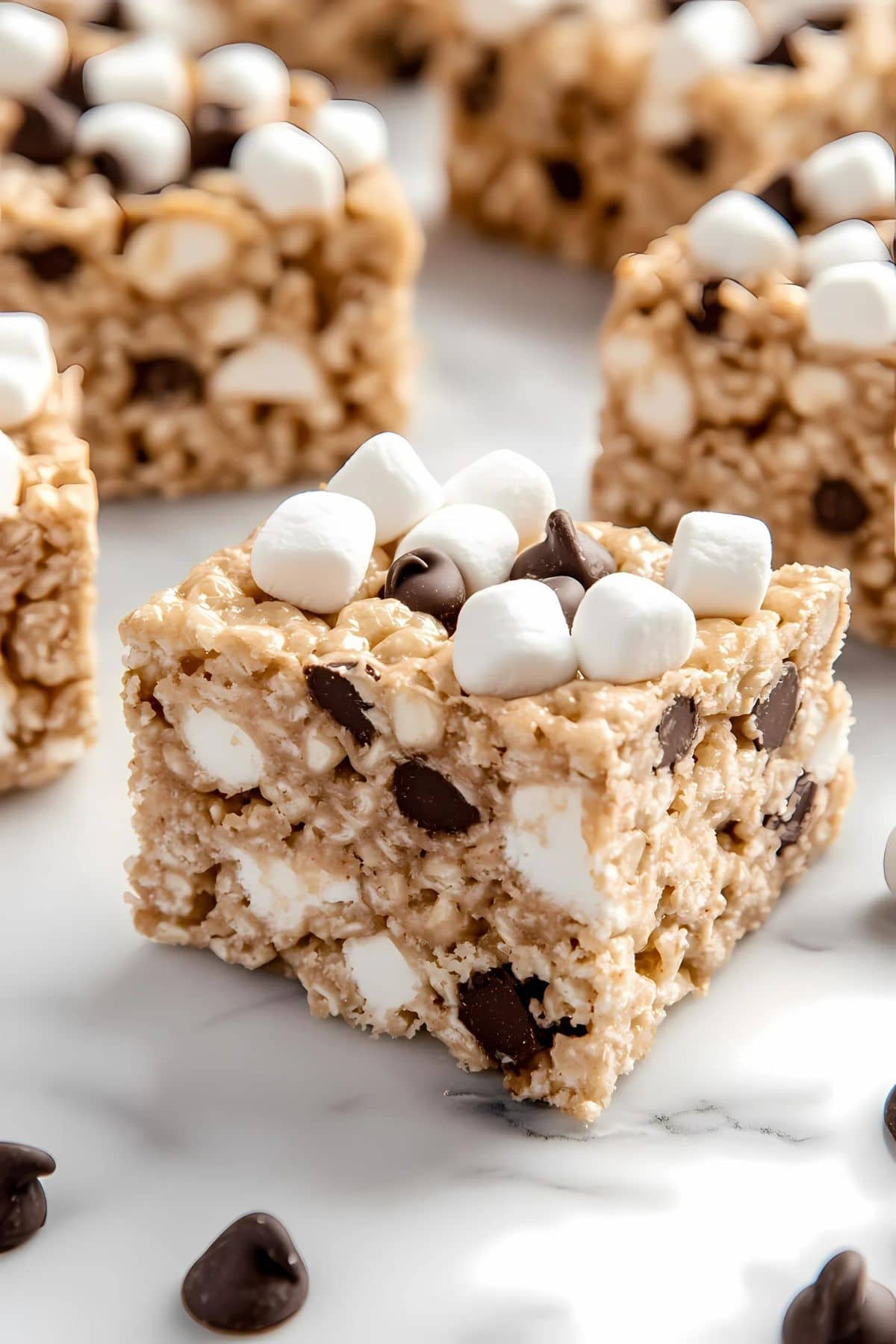 Avalanche bars with mini marshmallow and chocolate chips.
