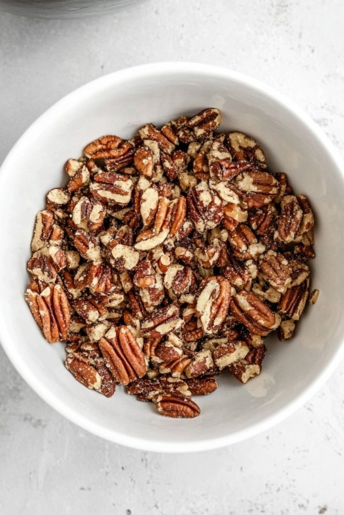 A bowl of crushed pecans.