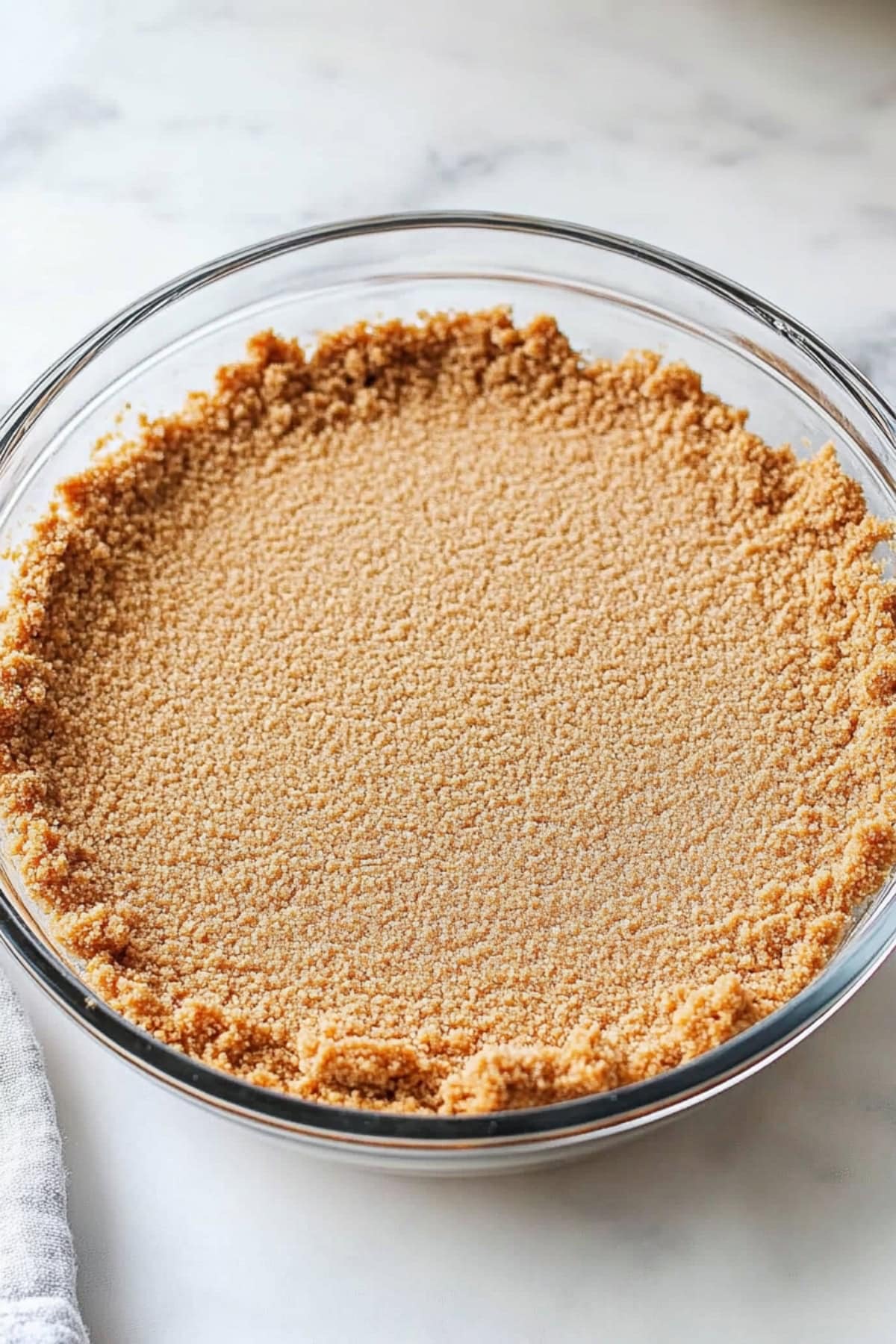 Homemade graham cracker crust in a pie dish