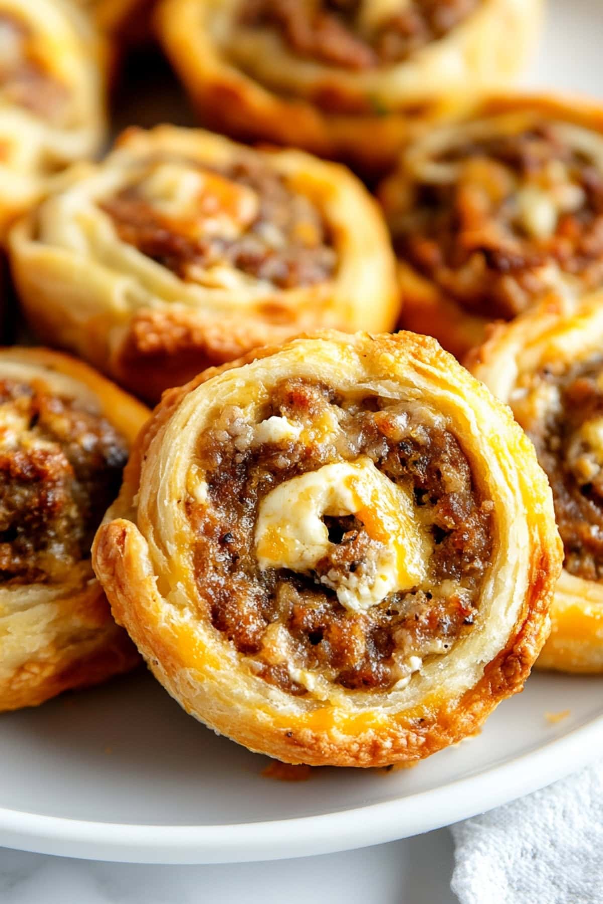 Sausage pinwheels with cheese and cream cheese.