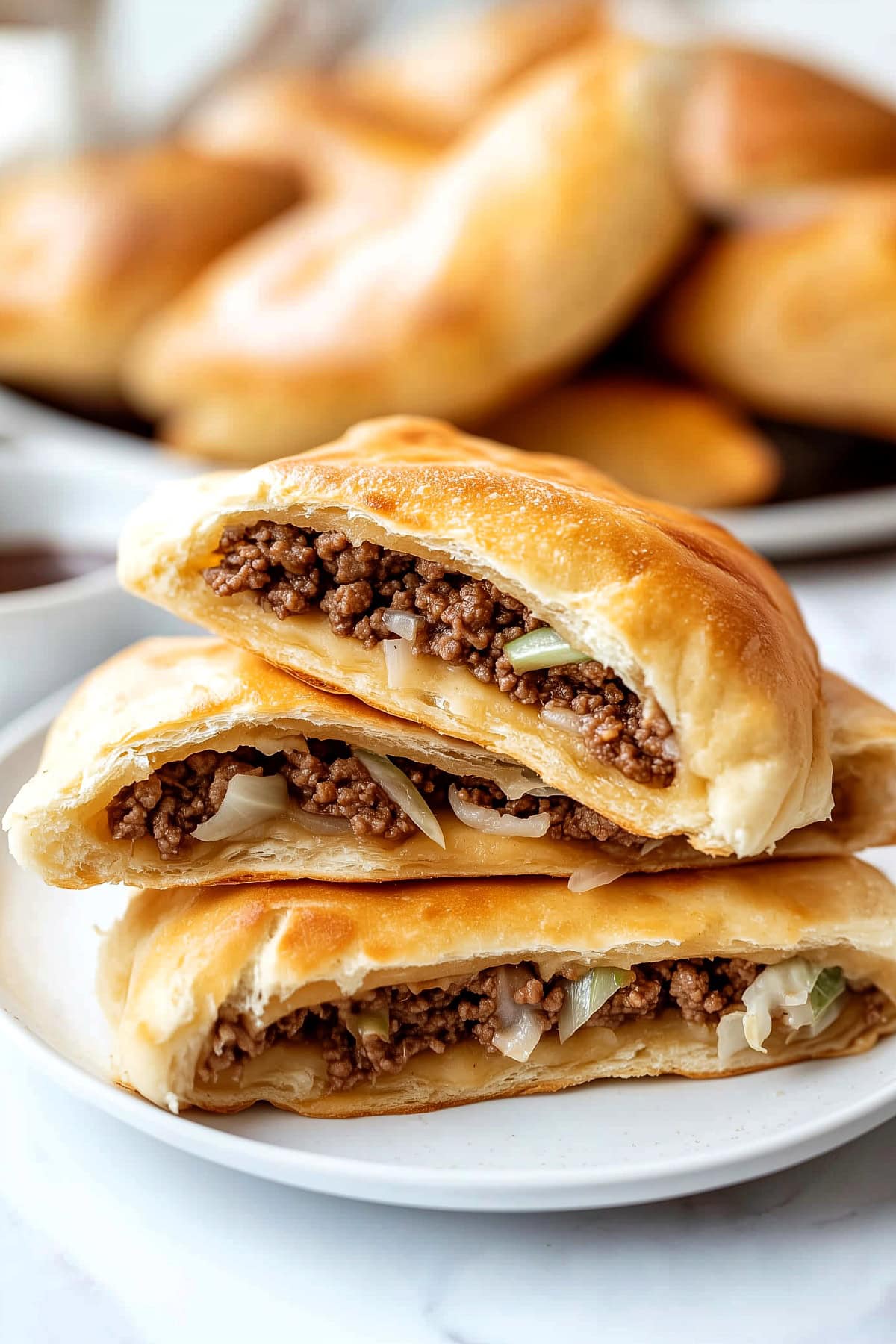 Runzas: Dough filled with ground beef, onions and shredded cabbage.