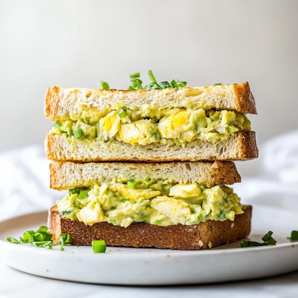 Avocado egg salad served in loaf bread.