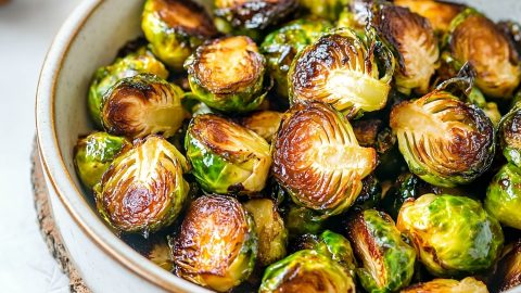 Caramelized brussels sprouts in a sweet tangy dressing.