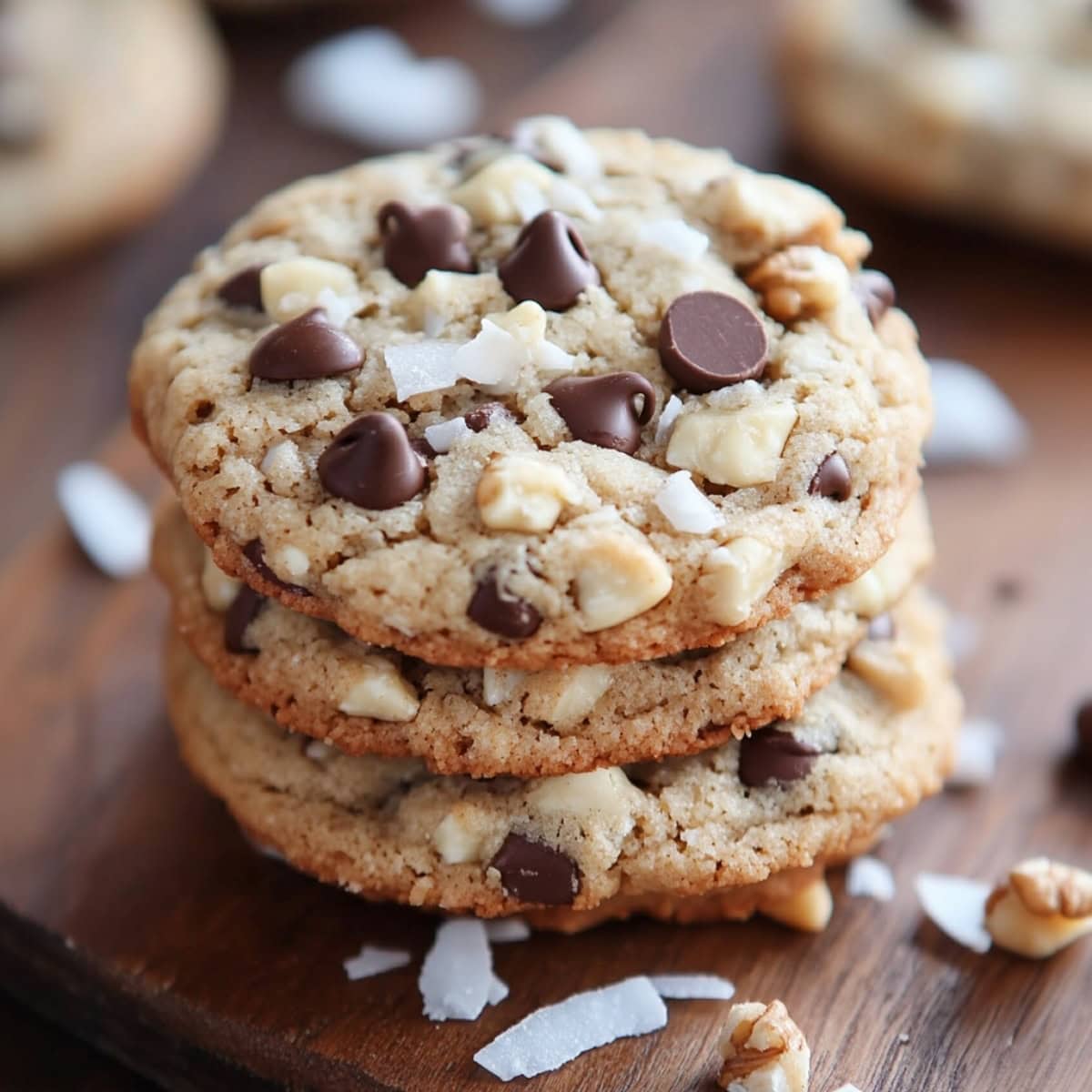 Chocolate chip treasure cookies with crispy edges and soft, chewy center.