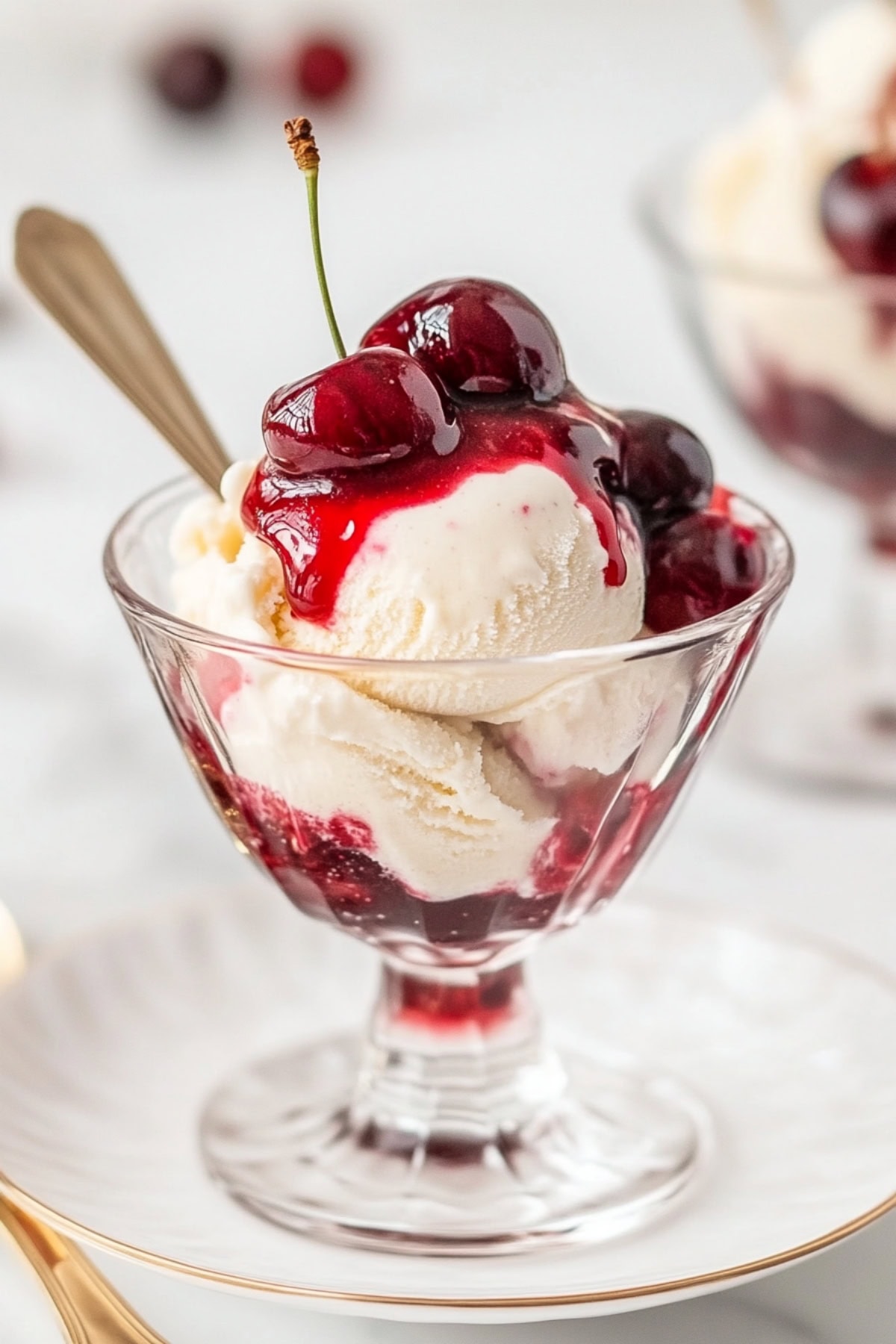 Cherries Jubilee served with ice cream