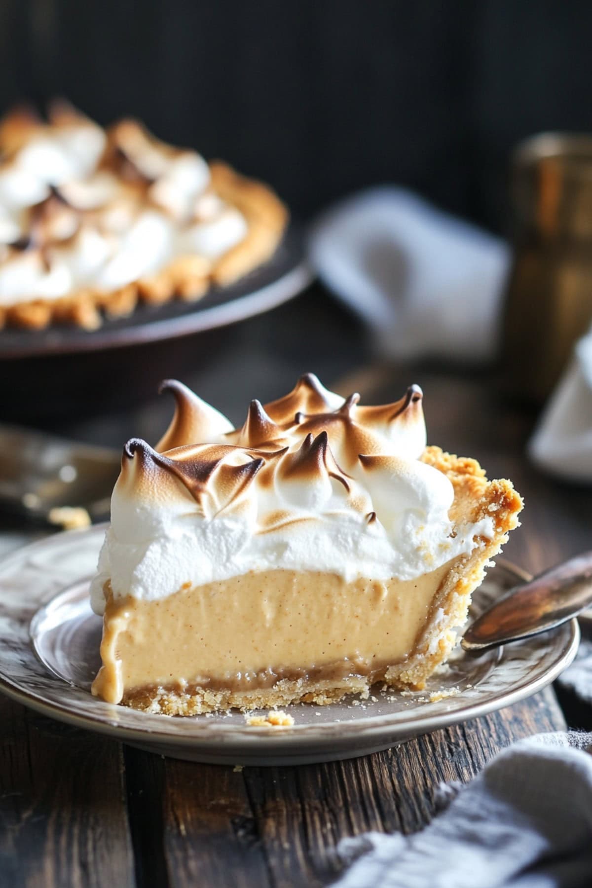 A Slice of Butterscotch Pie on a Plate