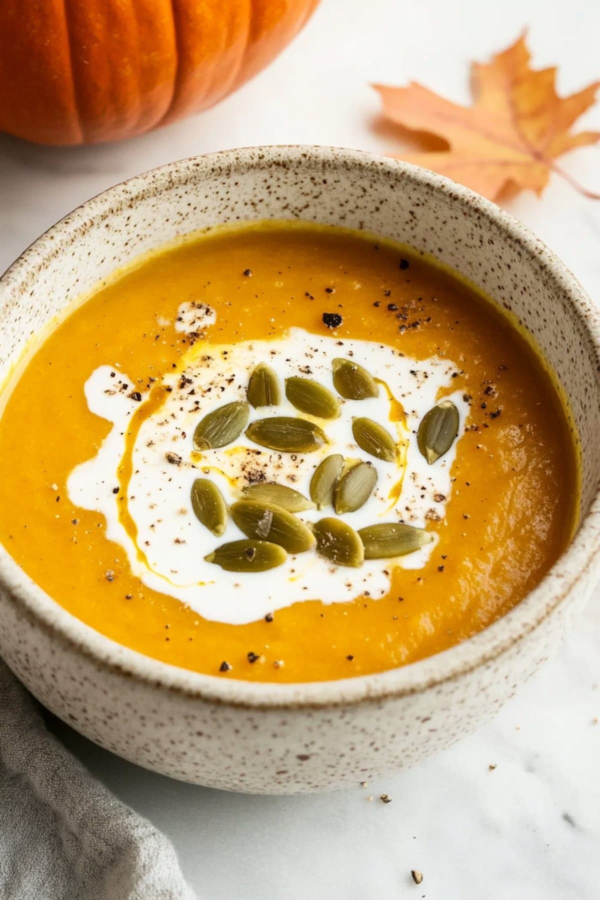 A bowl of Panera autumn squash soup