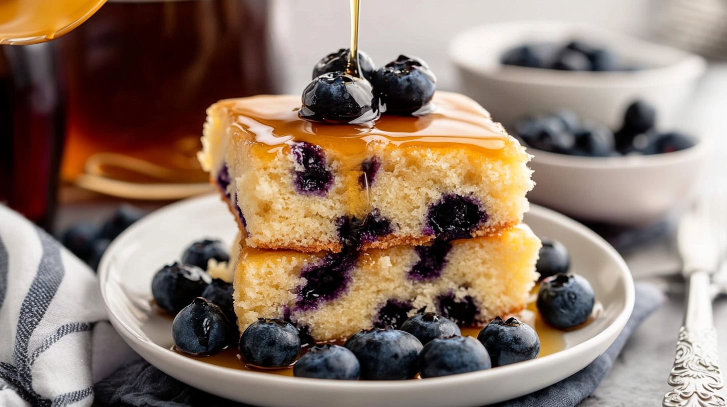 A serving of sheet pan pancakes