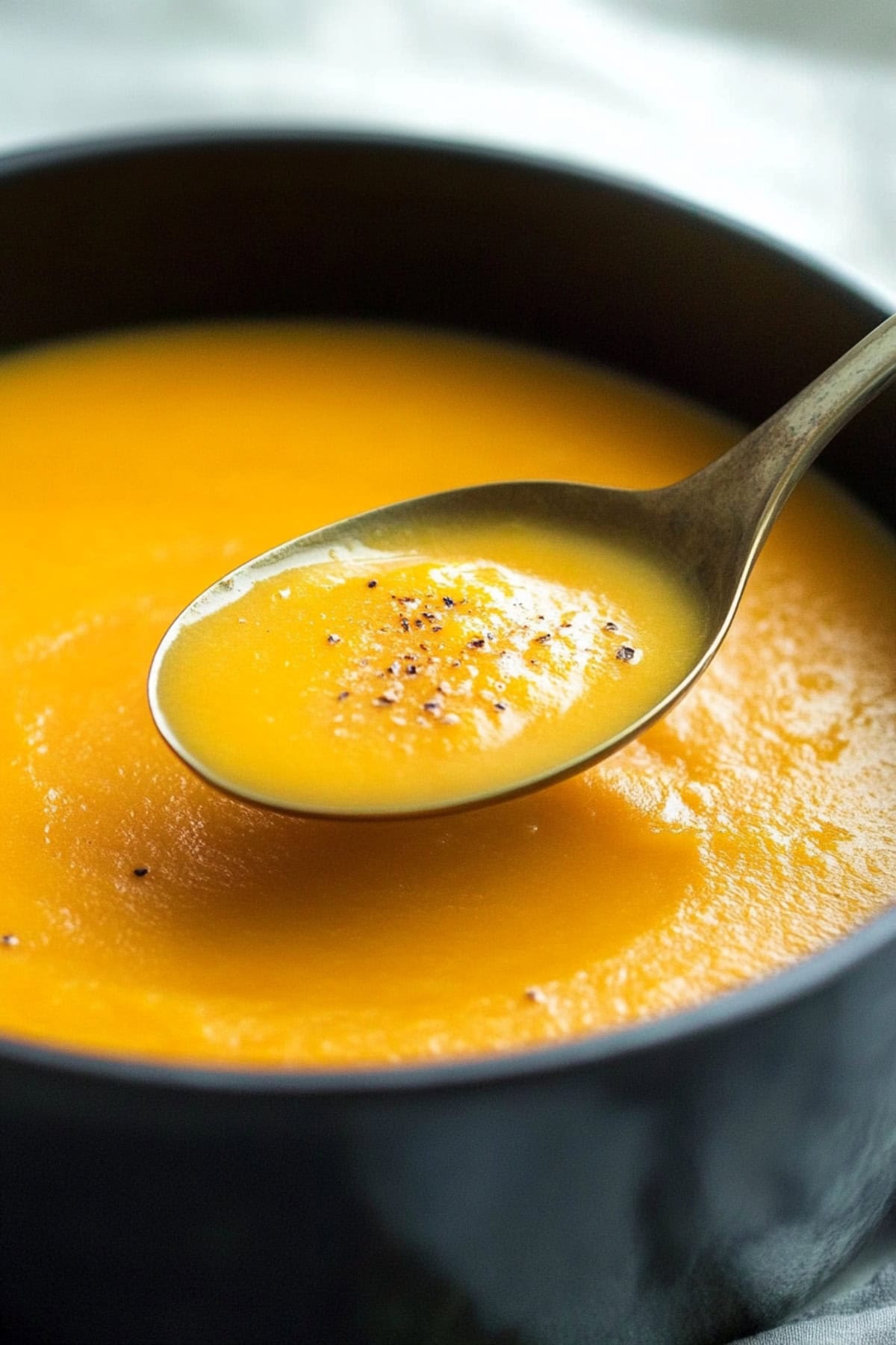 A large pot of acorn squash soup.