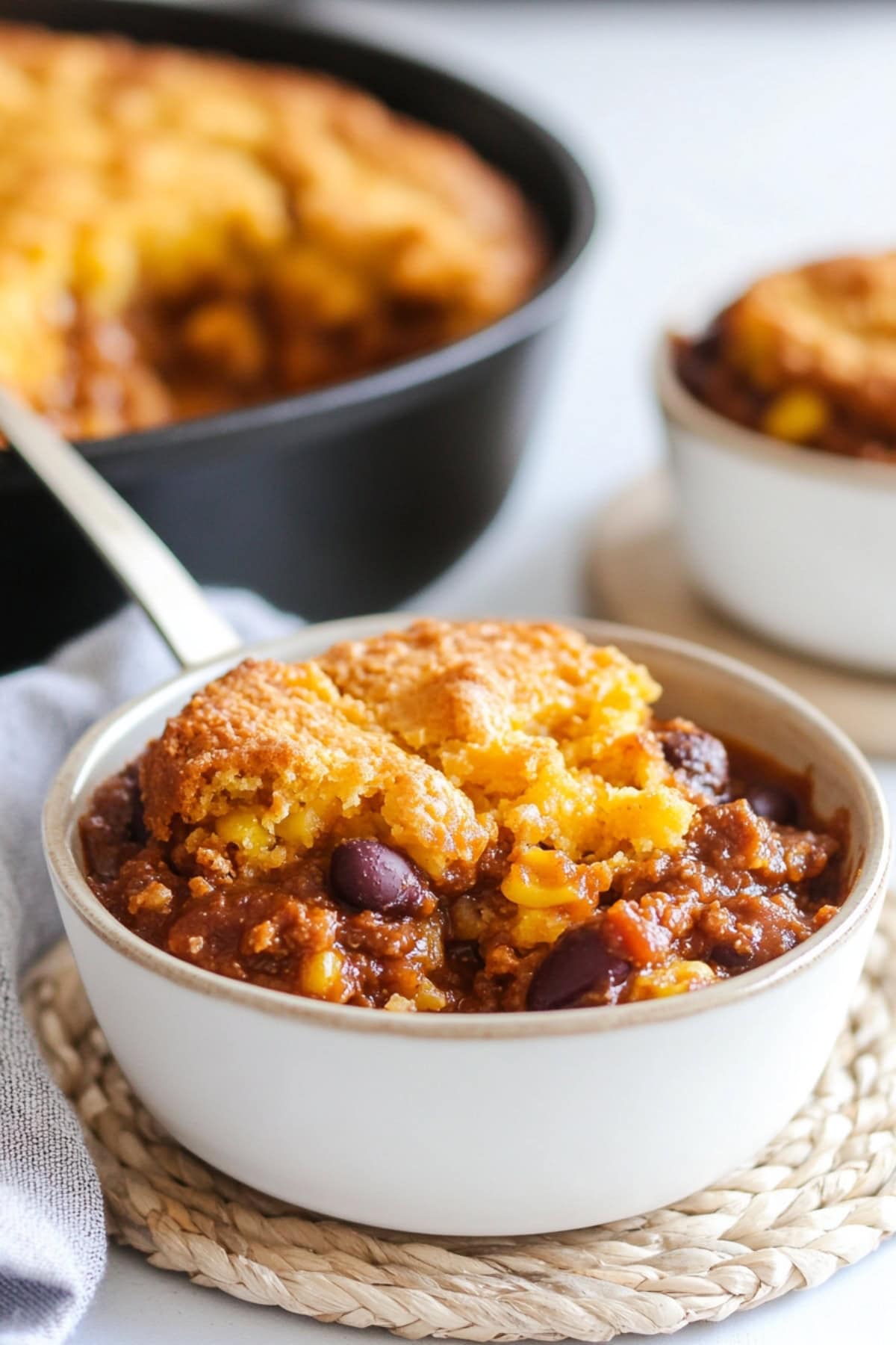 Bowls of Chili Cornbread Casserole