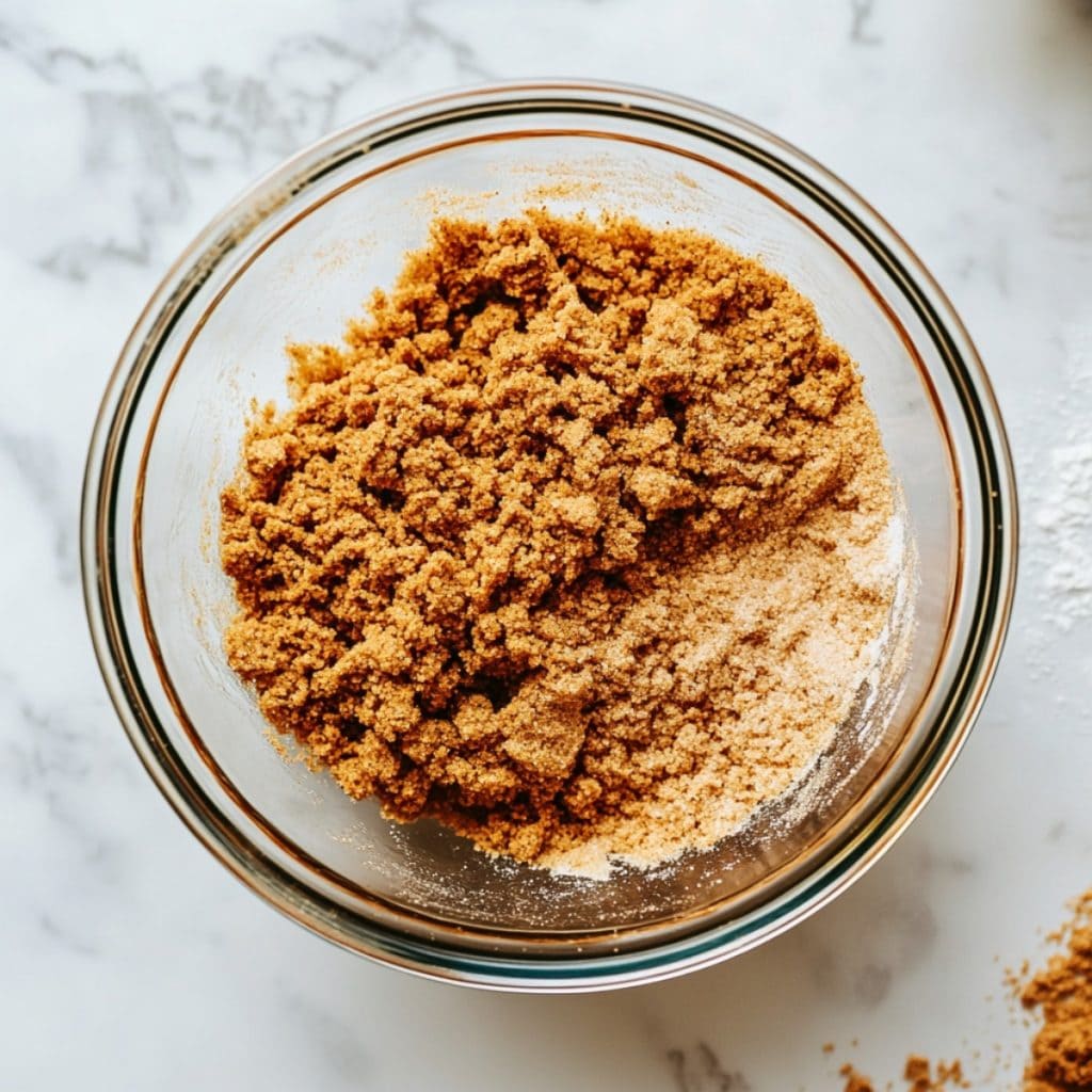 Brown Sugar Streusel in a bowl, top view