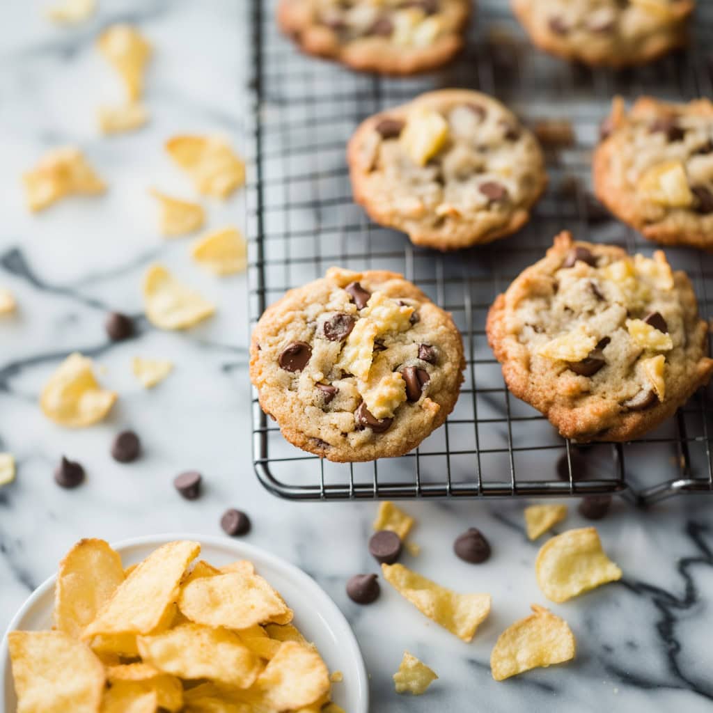 Potato Chip Cookies on a wire rack