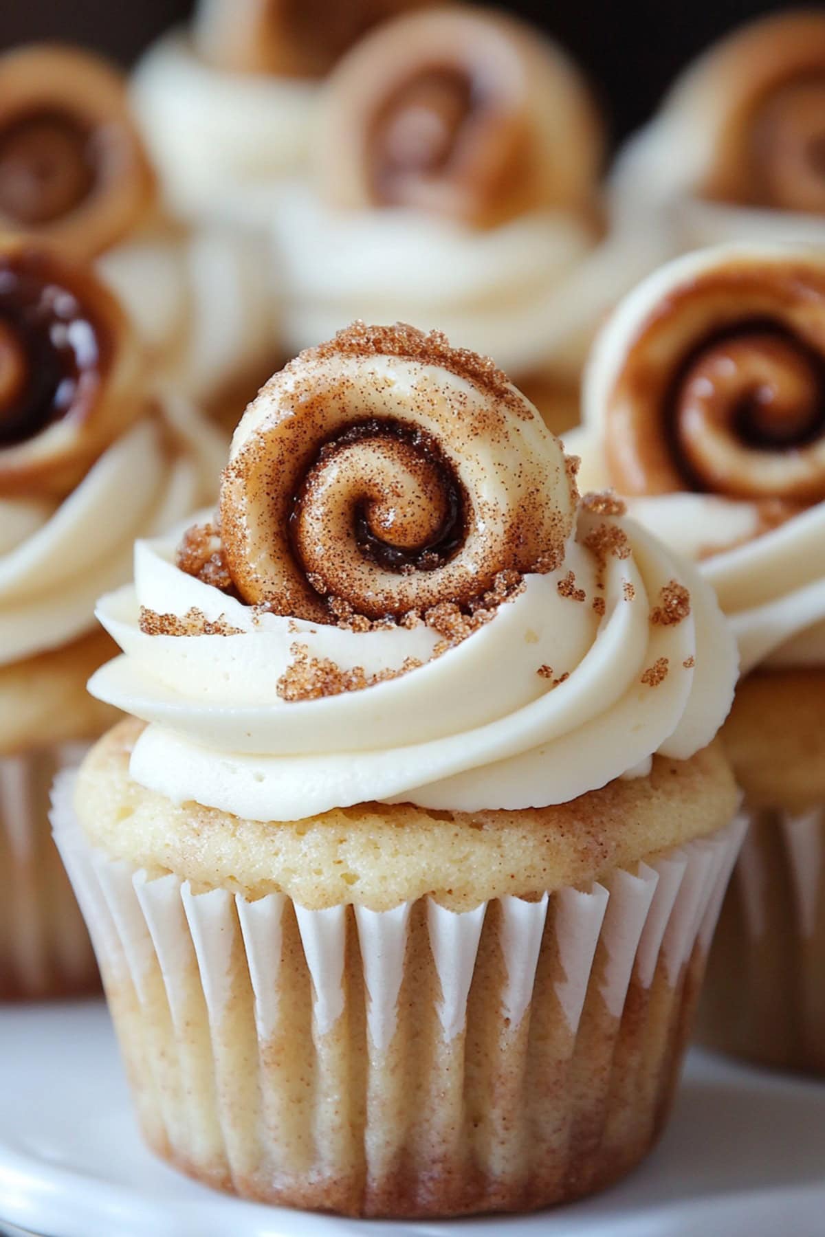 Cinnamon Roll Cupcakes, close up