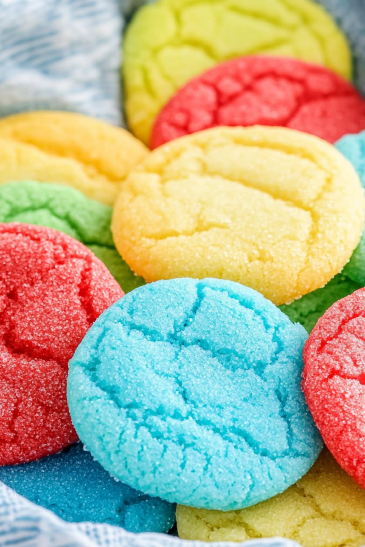 Colorful Jello Cookies piled on a table