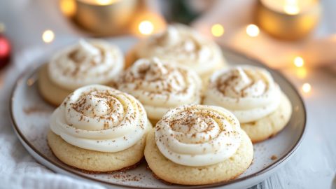 Frosted Eggnog Cookies on a plate