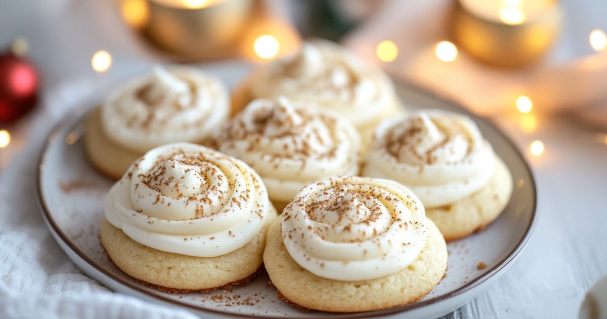 Frosted Eggnog Cookies on a plate