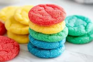 Jello Cookies Stacked on a kitchen table