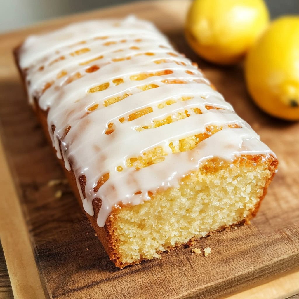 Moist Lemon Loaf Cake with lemon glaze