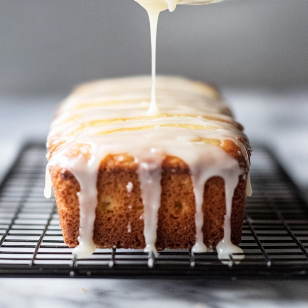 Moist Lemon Loaf Cake drizzled with lemon glaze