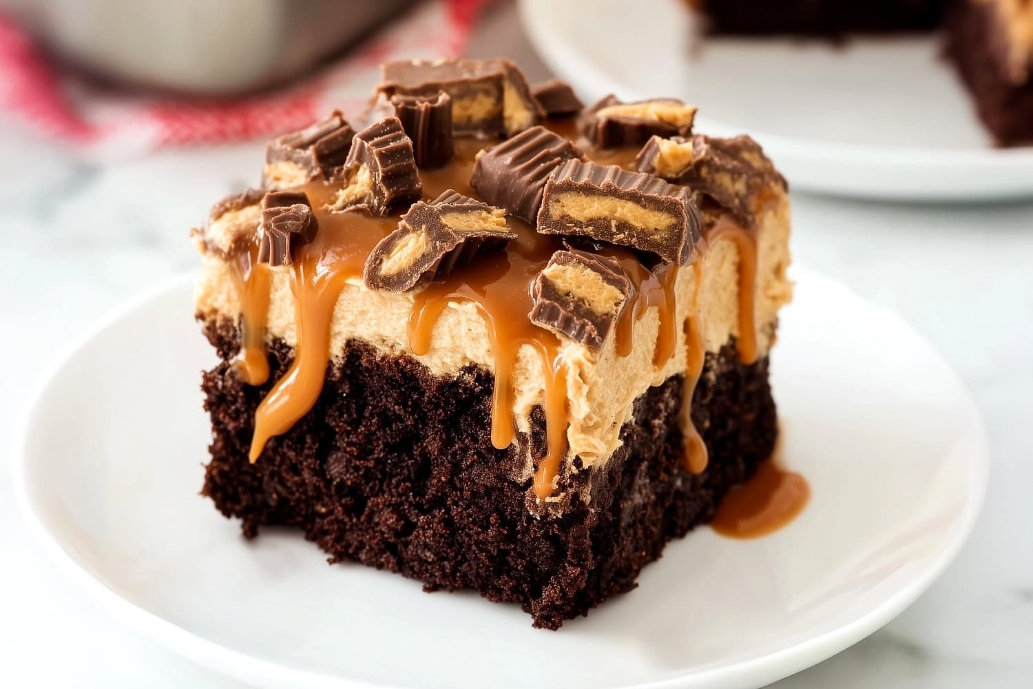 Peanut Butter Chocolate Poke Cake