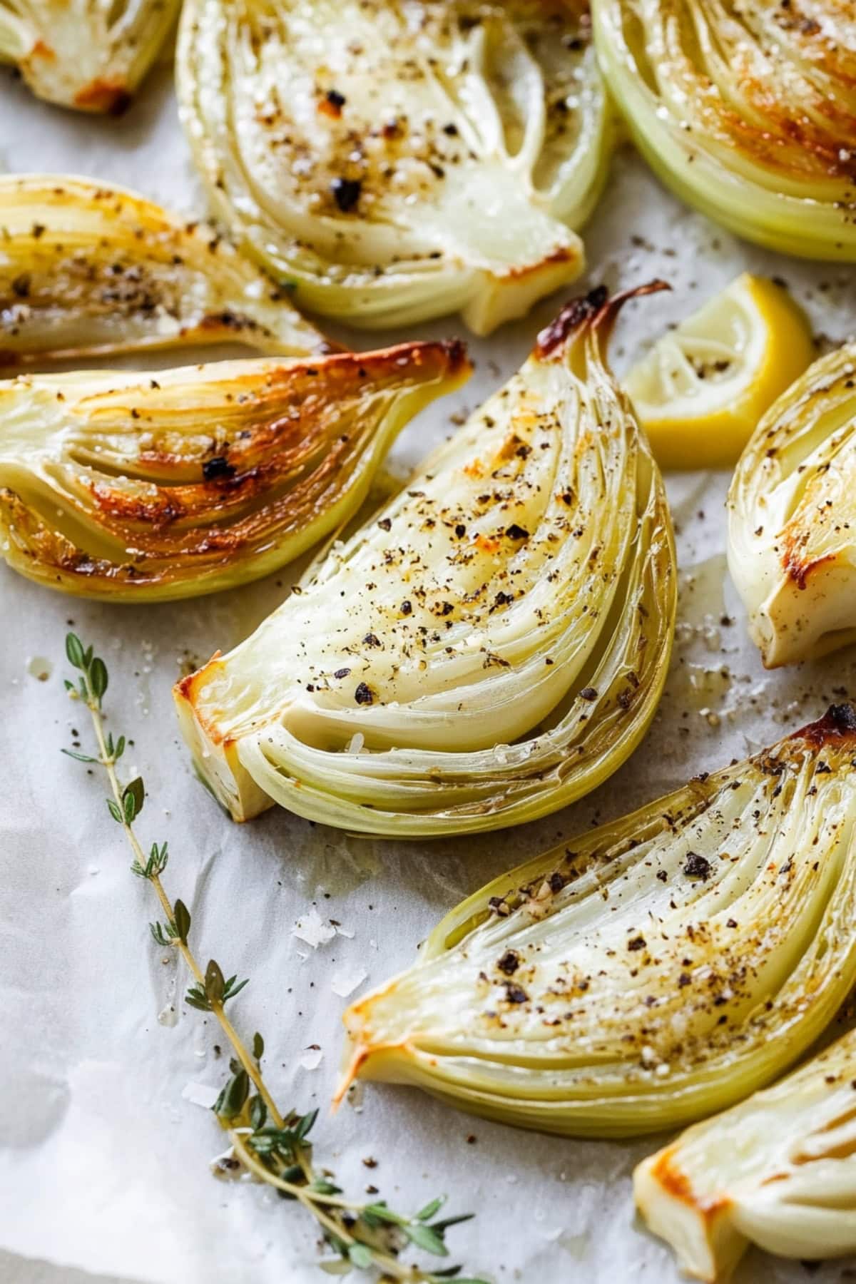 Homemade roasted fennel bulbs with black pepper and a hint of lemon.