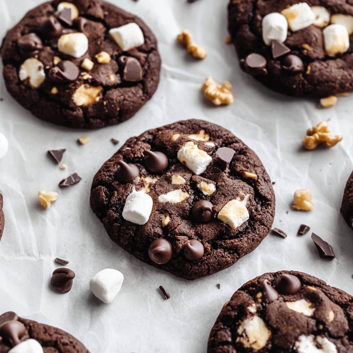 Rocky road cookies, top view