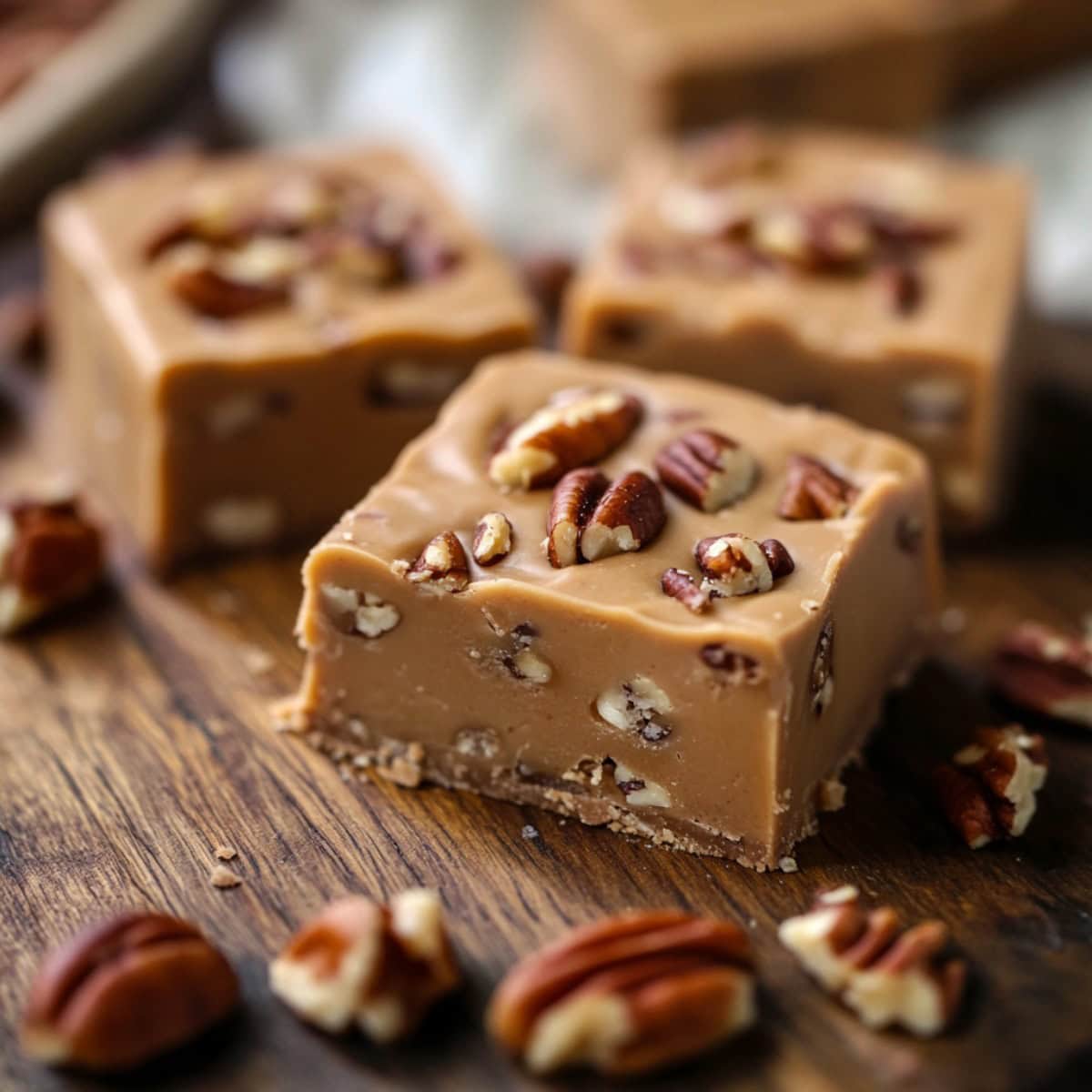 Butter Pecan Fudge on a chopping board