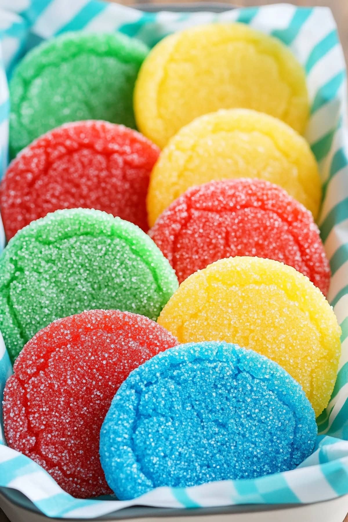 Vibrant Jello Cookies Lined in a Basket