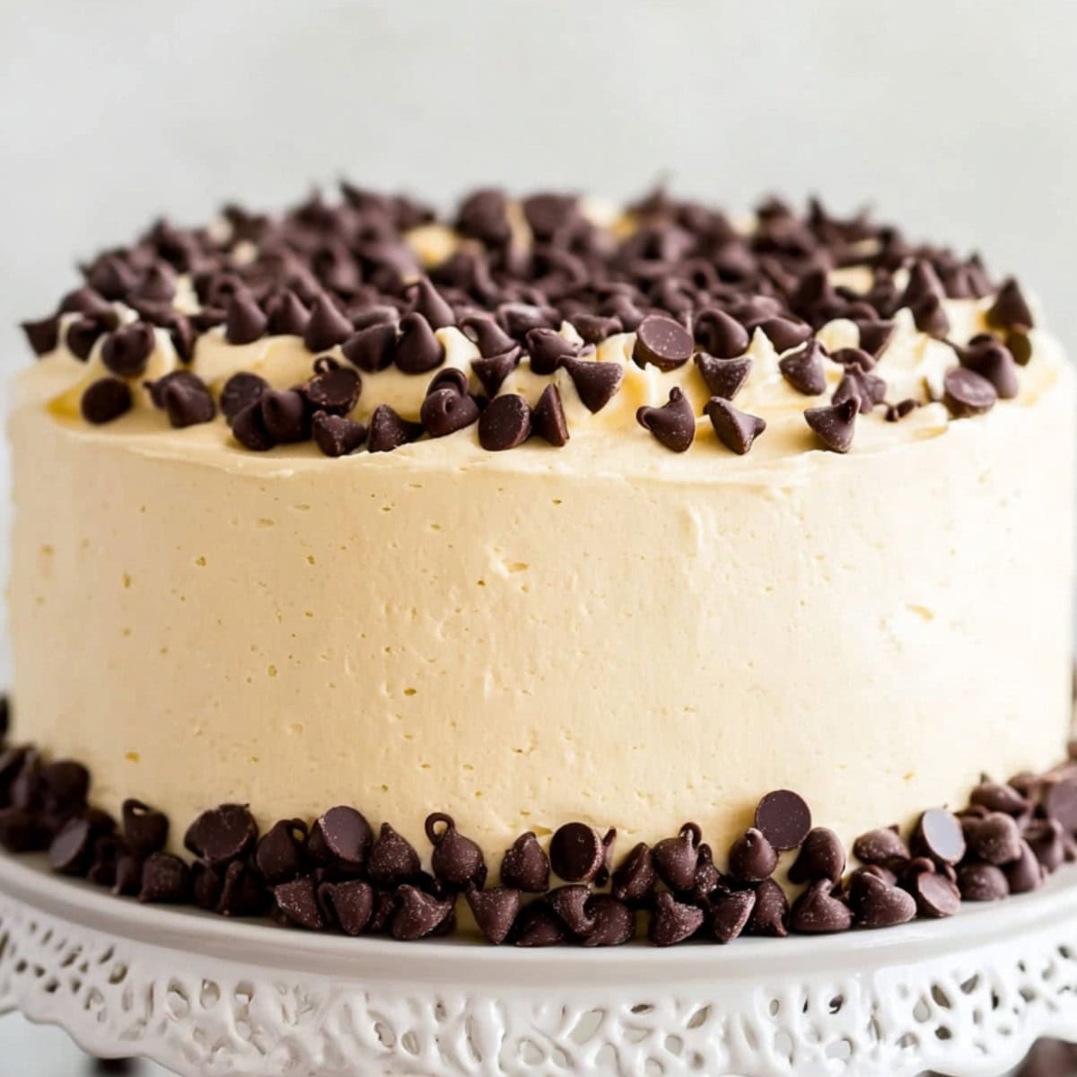 Whole Cannoli Cake on a cake stand