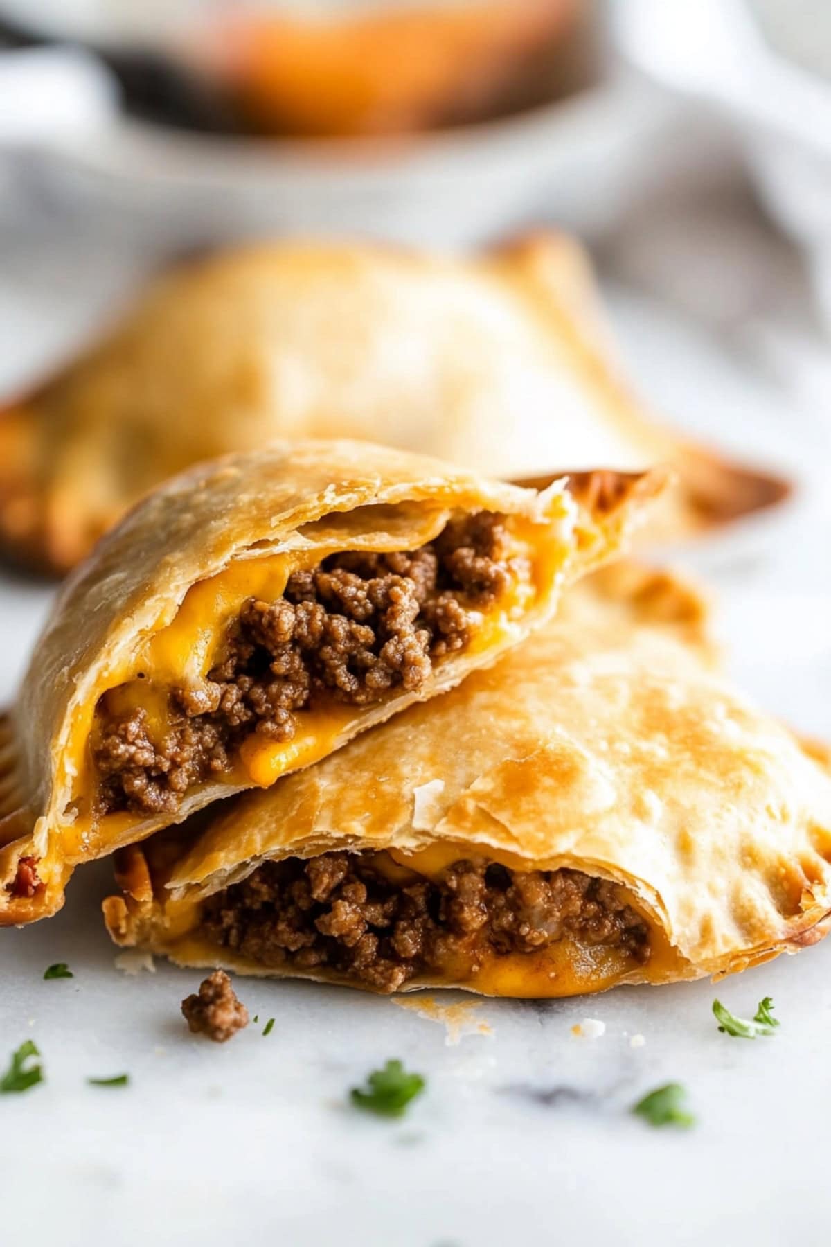 Savory and cheesy homemade beef empanadas.