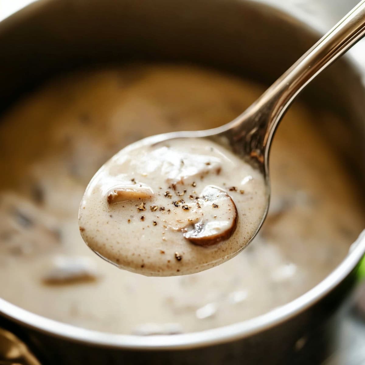 A spoonful of cream of mushroom soup.