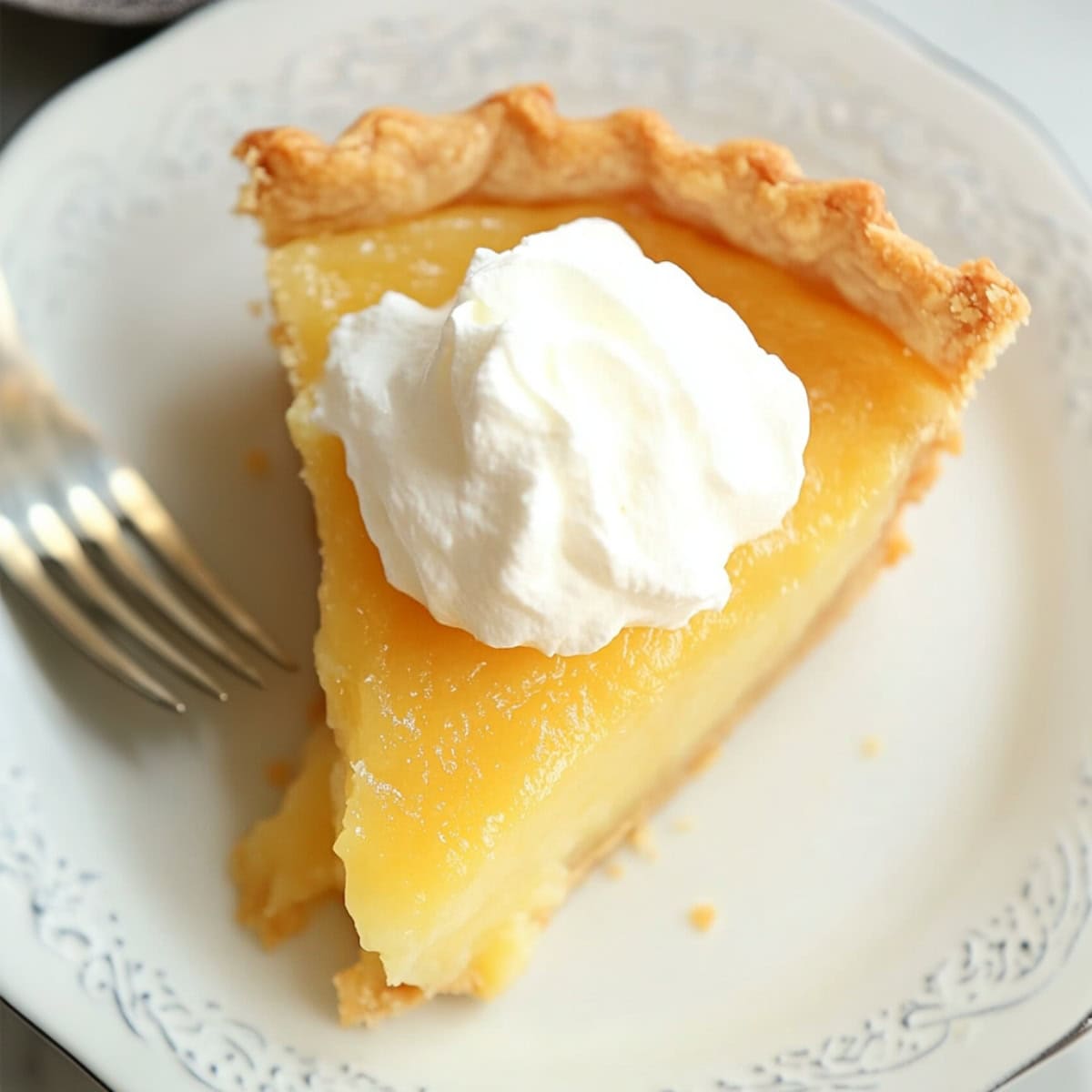 Old Fashioned Vinegar Pie with Whipped Cream