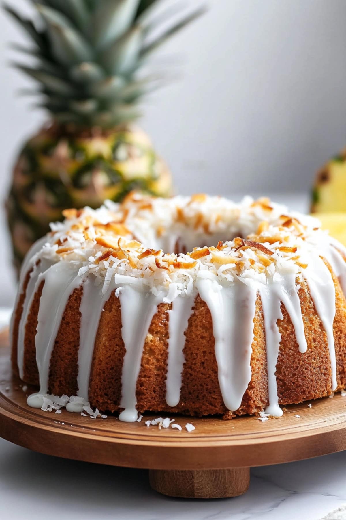 Coconut and Pineapple Bundt Cake with Sweet Glaze