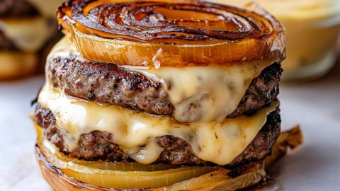 Flying Dutchman burger with melted cheese and thick patties.