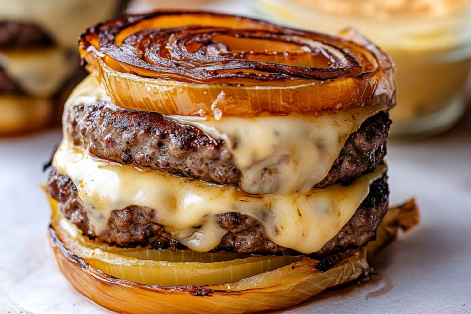 Flying Dutchman burger with melted cheese and thick patties.