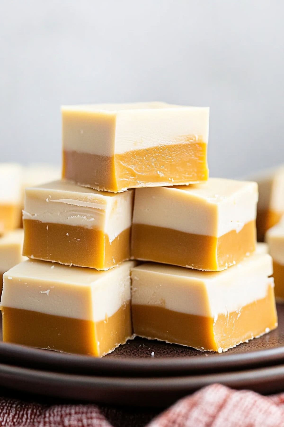 Harry Potter Butterbeer Fudge Stacked on A Plate