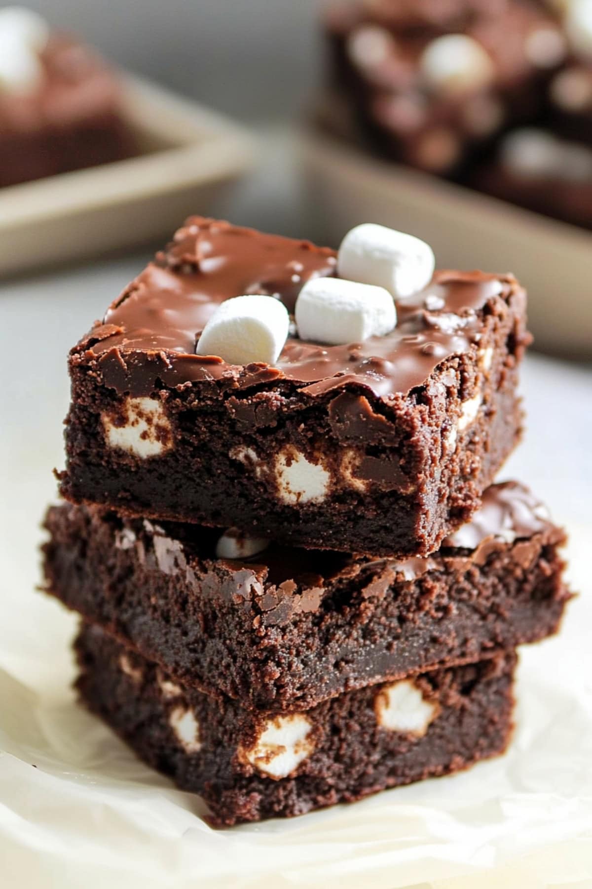 A rich, fudgy Mississippi Mud Brownie with gooey marshmallow topping.