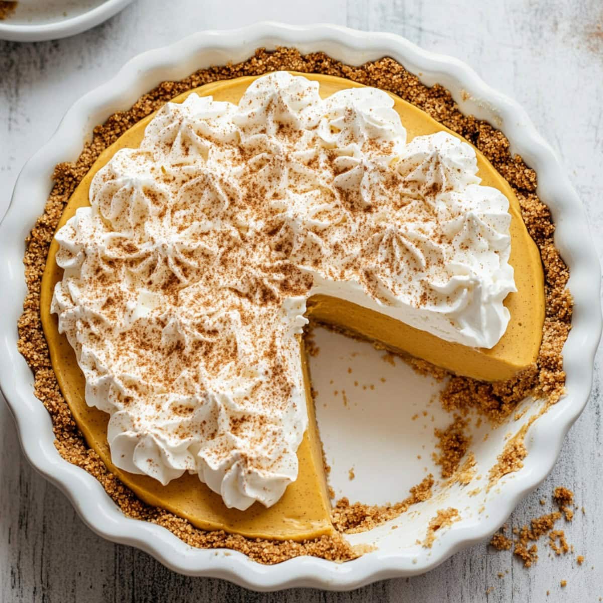 No Bake Marshmallow Pumpkin Pie in a Pie Plate