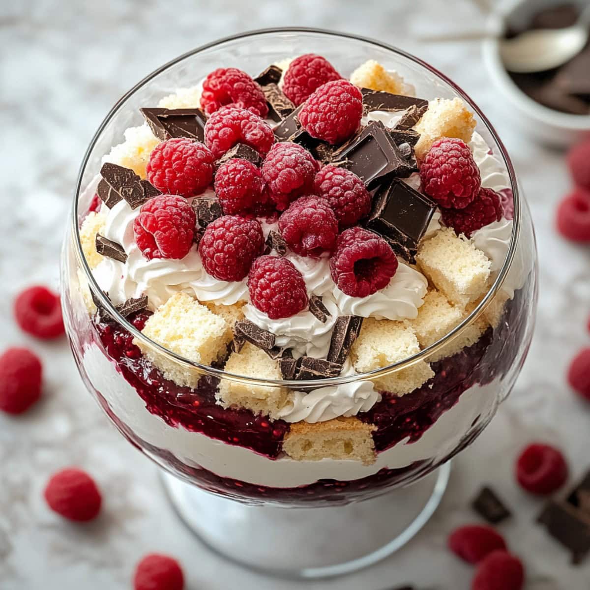 Raspberry Trifle, top view