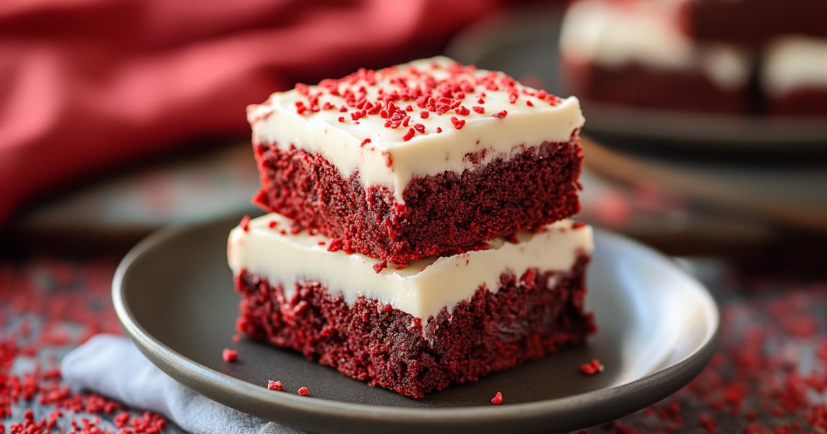 Red Velvet Brownies with Cream Cheese Frosting