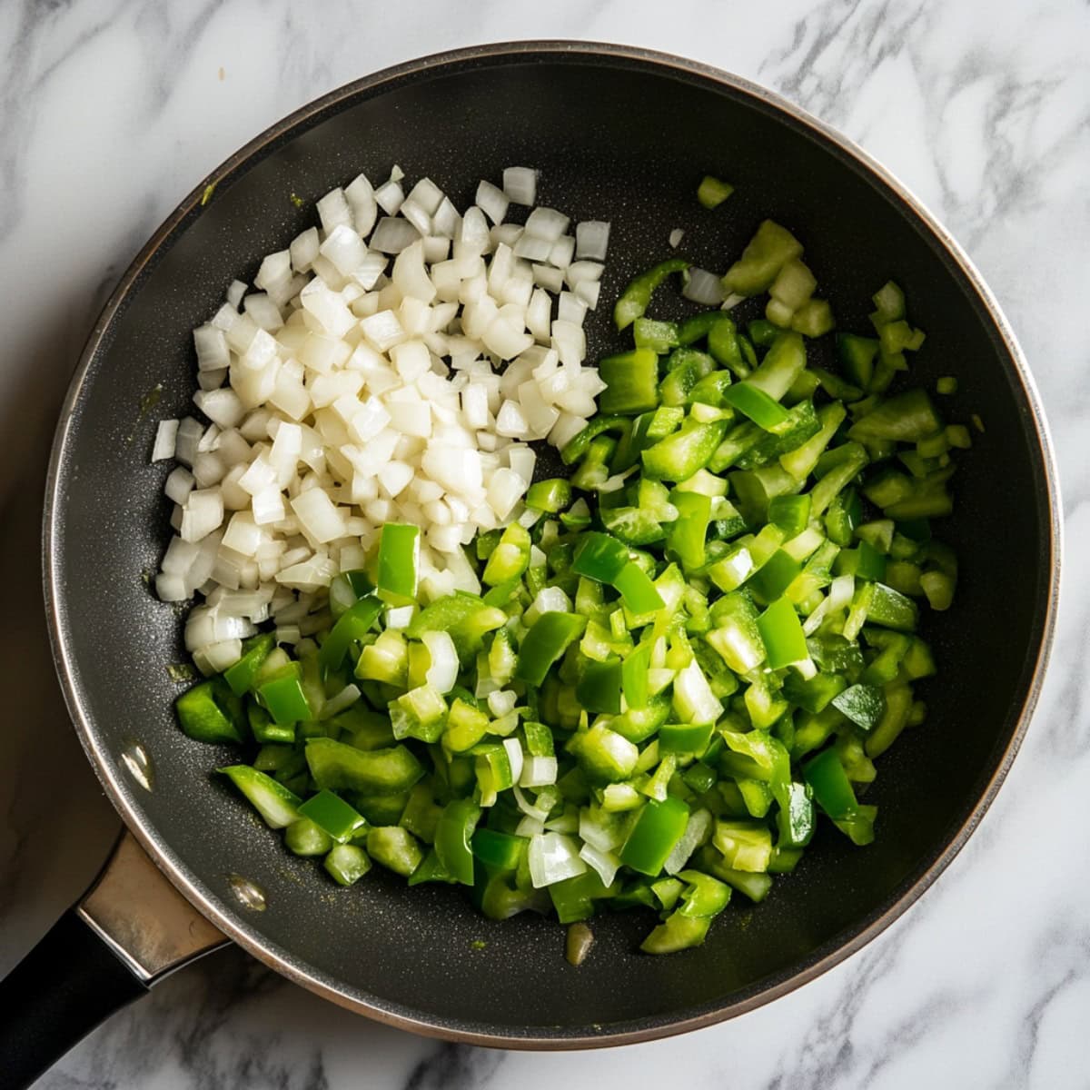 Skillet with Diced Onion and Peppers