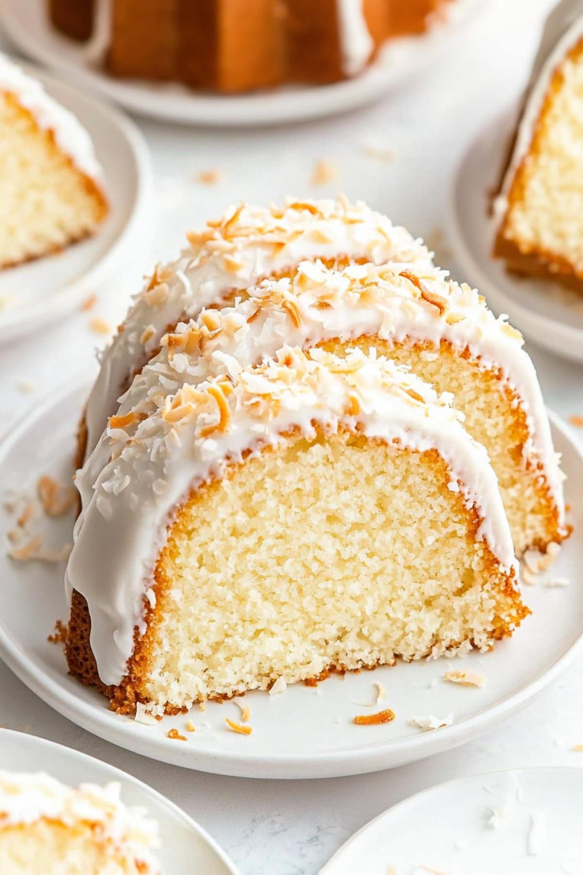 Three Slices of Pina Colada Pound Cake