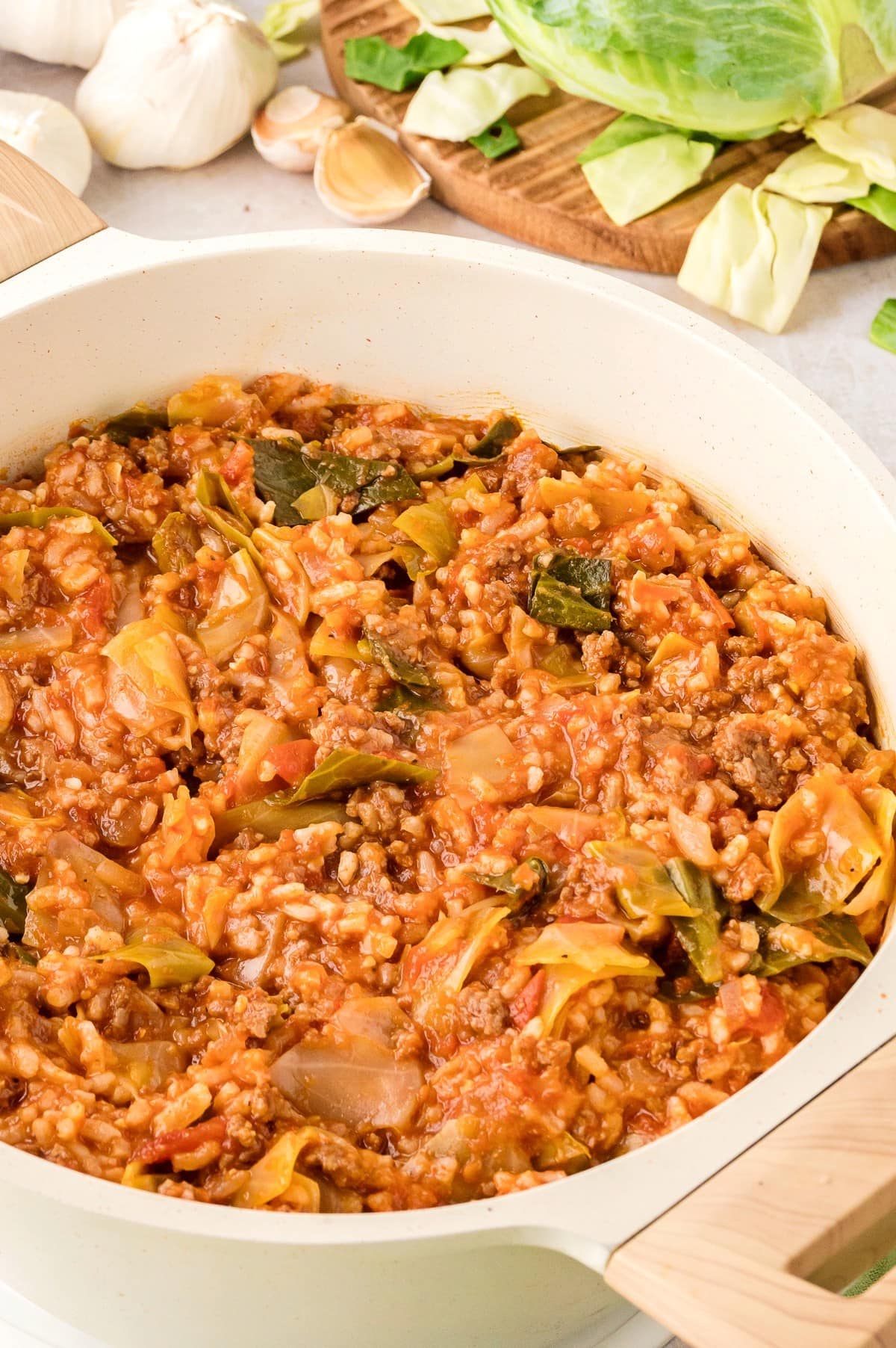 Unstuffed Cabbage Rolls in a large pot