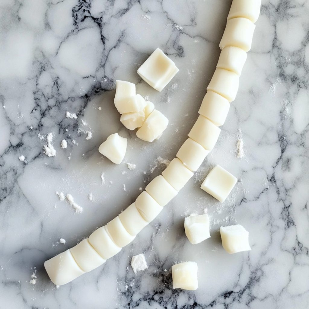 White Butter Mint Dough Being Cut